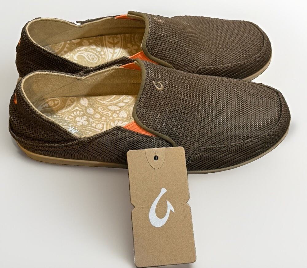 Olukai Waialua Mesh Mustang Melon Boat Shoes Slip On Slip In Flats Women's 8